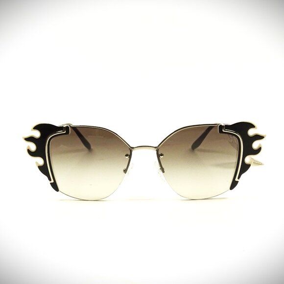 PRADA SPR 59V 428-5O0 Black Flame Frame Grey Lenses 64-16-140 Sunglasses - Picture 3 of 8